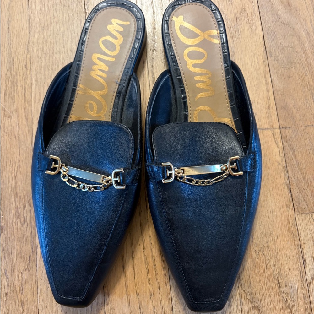 Sam Edelman Black Mules with Gold Accent